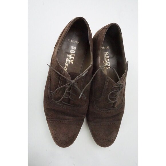 Bally Townsend Cigar Snuff Suede Broque Captoe Dress Shoes Sz 9.5 EEE